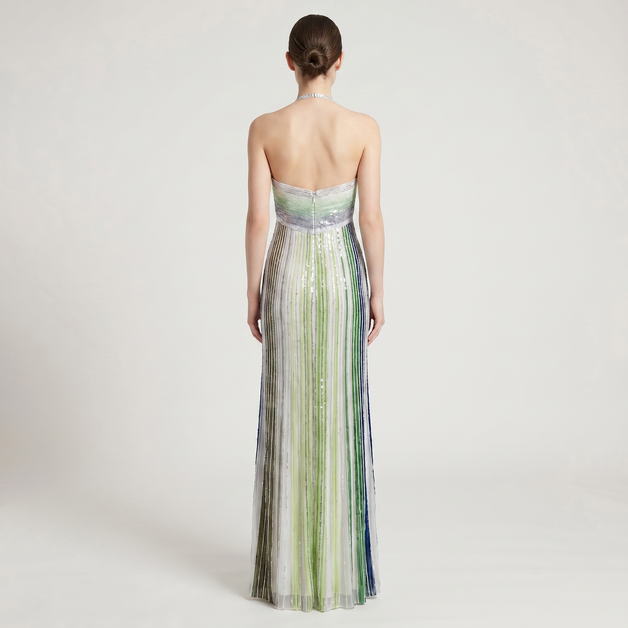 Elegant Sequin Maxi Dress with Halterneck – Glamorous Evening Dress for Party & Wedding-Dresses-Green-S-Moninavi