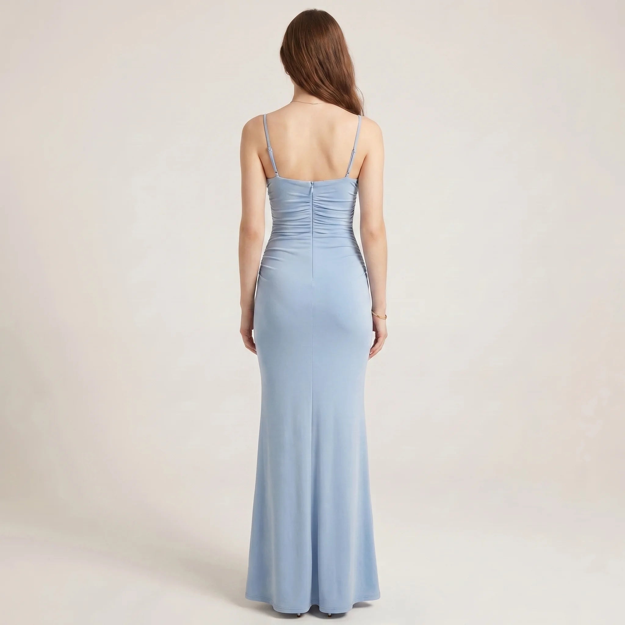 Long Women's Maxi Dress with Spaghetti Straps - Elegant Dress for Weddings and Parties-Dresses-Light Blue-XS-Moninavi
