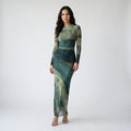 Women's Pleated Maxi Dress – Elegant Mesh Dress for Evening Wear-Dresses-Green-S-Moninavi