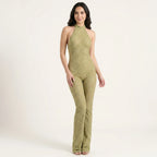 Backless Women's Jumpsuit in Lace – Bodycon Party Jumpsuit with Halterneck