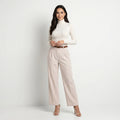 Women's Straight-Leg Trousers – Lightweight High-Waist Summer Pants-Trousers-White-S-Moninavi