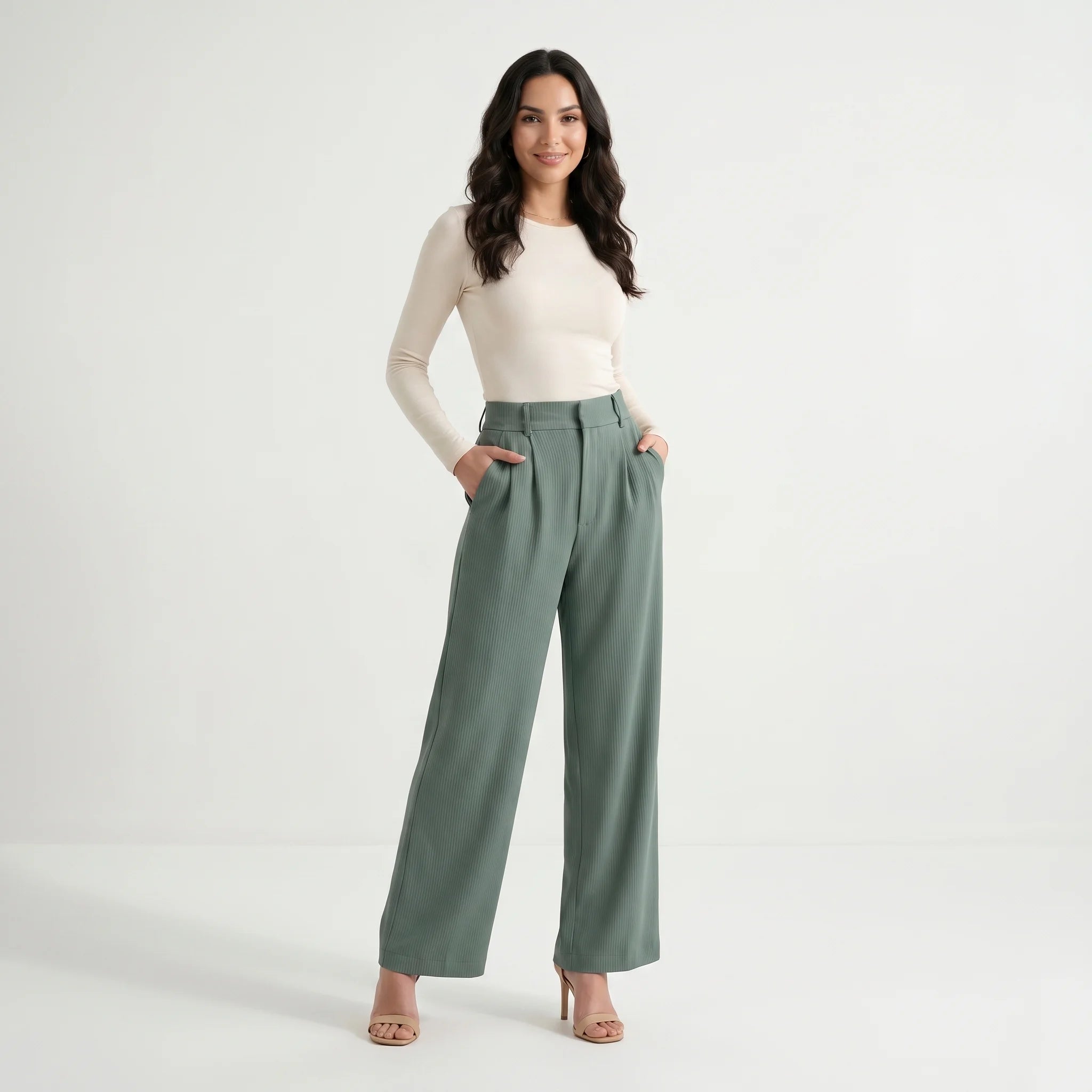 Women's Wide-Leg Trousers – Elegant High-Waist Office Pants