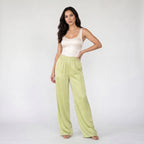 Women’s Ice Silk Wide-Leg Pants – Lightweight Elastic Waist Summer Trousers-Trousers-Green-S-Moninavi