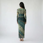 Women's Pleated Maxi Dress – Elegant Mesh Dress for Evening Wear-Dresses-Green-S-Moninavi