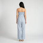 Women's Strapless Jumpsuit – Casual Summer Jumpsuit with Wide Legs and Pockets-Jumpsuit-Light Blue-XS-Moninavi