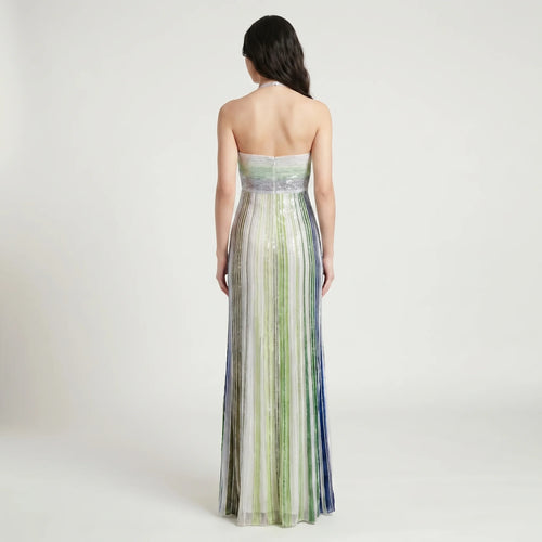 Elegant Sequin Maxi Dress with Halterneck – Glamorous Evening Dress for Party & Wedding-Dresses-Green-S-Moninavi