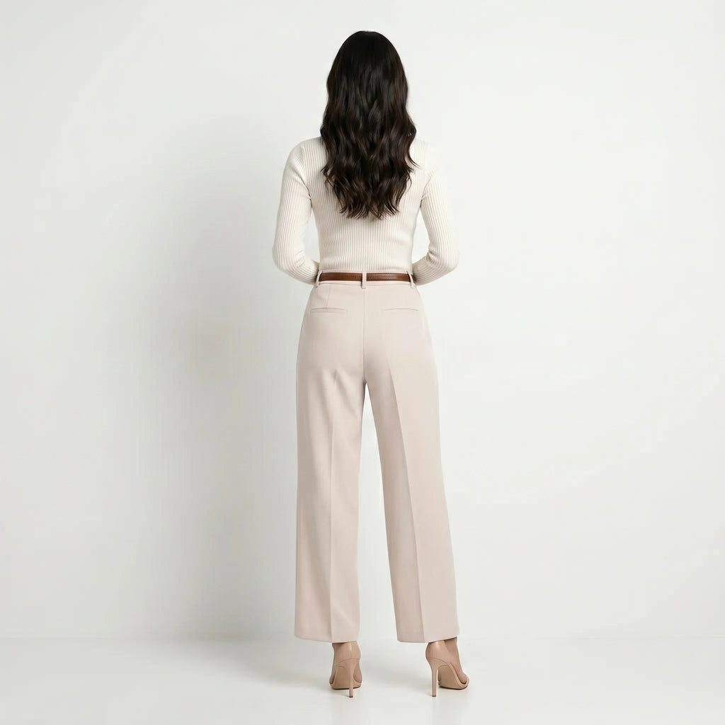 Women's Straight-Leg Trousers – Lightweight High-Waist Summer Pants-Trousers-White-S-Moninavi