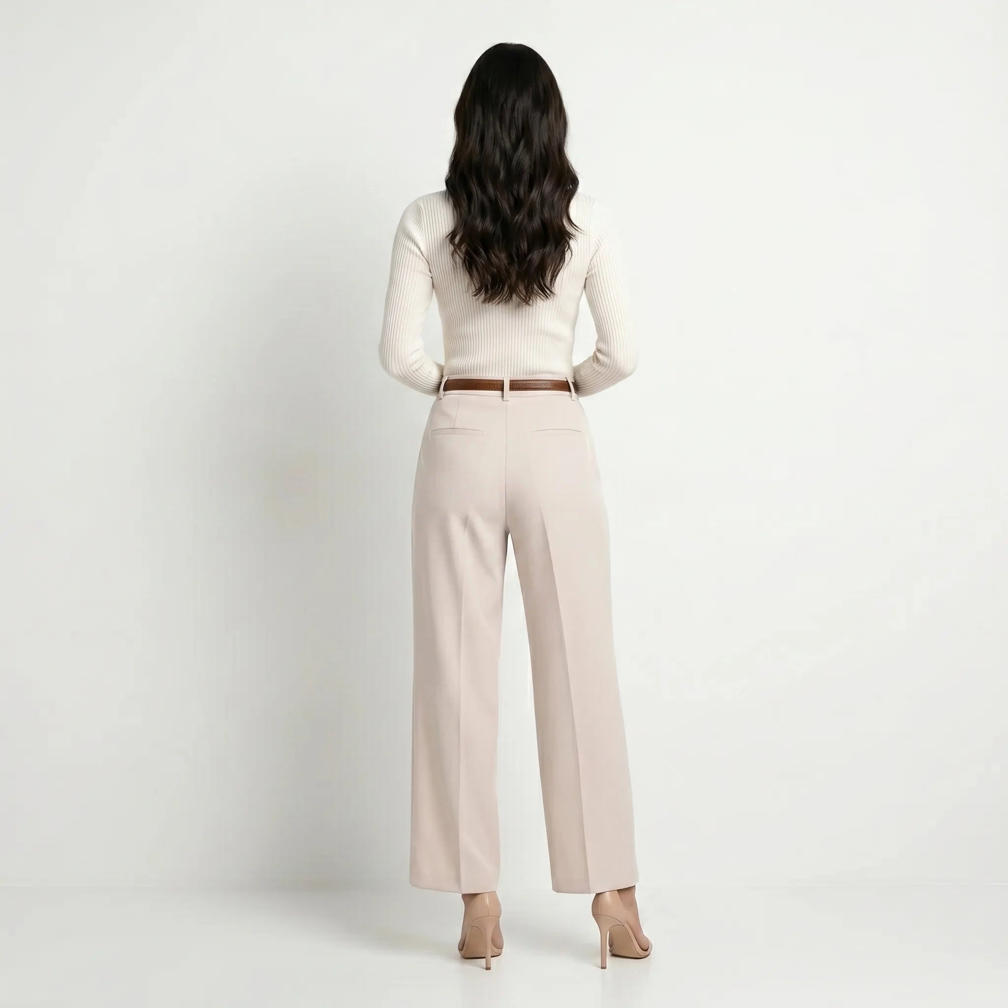 Women's Straight-Leg Trousers – Lightweight High-Waist Summer Pants-Trousers-White-S-Moninavi