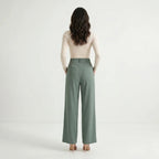Women's Wide-Leg Trousers – Elegant High-Waist Office Pants-Trousers-Green-S-Moninavi