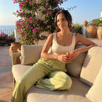 Women’s Ice Silk Wide-Leg Pants – Lightweight Elastic Waist Summer Trousers-Trousers-Green-S-Moninavi