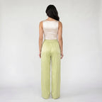 Women’s Ice Silk Wide-Leg Pants – Lightweight Elastic Waist Summer Trousers-Trousers-Green-S-Moninavi
